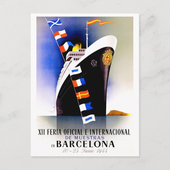 Barcelona Spain vintage travel Postcard (Front)