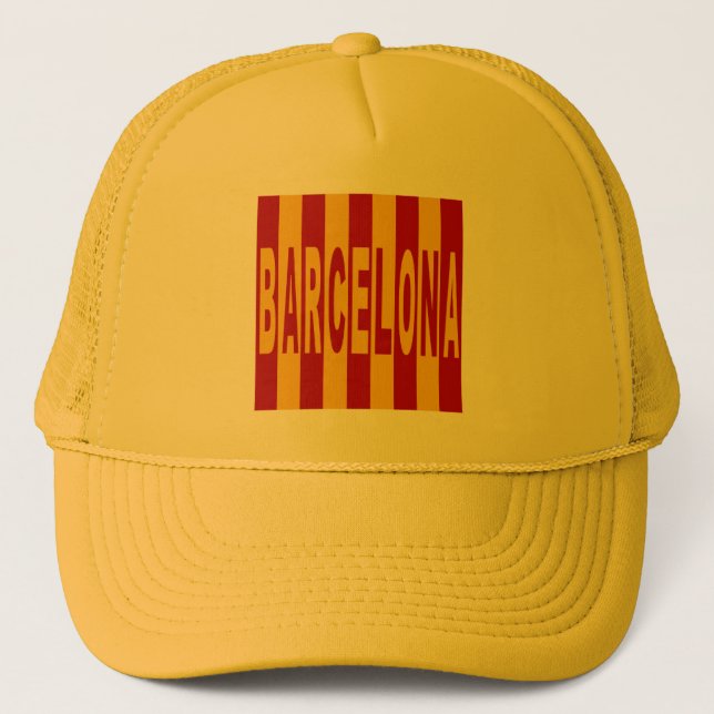 BARCELONA SPAIN yellow trucker cap (Front)