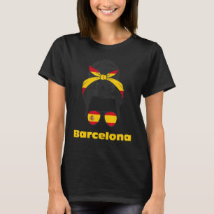 Barcelona Spanish Lady Spain Flag T-Shirt