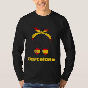 Barcelona Spanish Lady Spain Flag T-Shirt