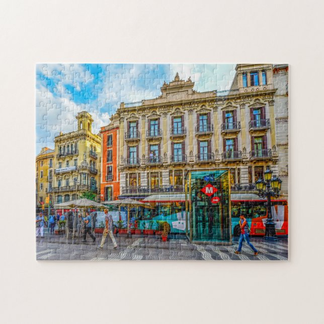 Barcelona Street Scene. Jigsaw Puzzle (Horizontal)
