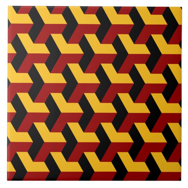 Barcelona tile pattern in yellow, red and black (Front)