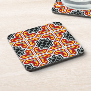 Barcelona tile red octagonal pattern coaster