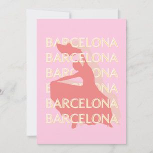 Barcelona Travel Art, Pink, Pastel Holiday Card