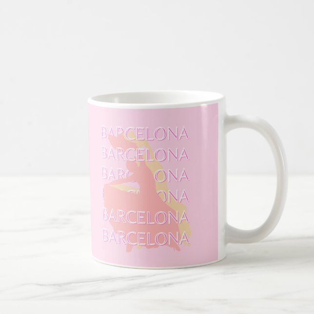 Barcelona Travel Art, Spain Art, Pink, Pastel Coffee Mug (Right)