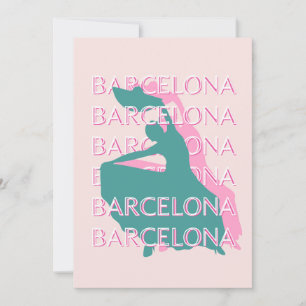 Barcelona Travel Art, Spain, Travel Art Holiday Card