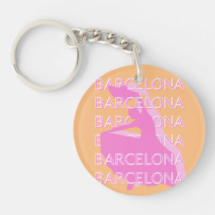 Barcelona Travel Art, Spain Travel Art, Orange Keychain
