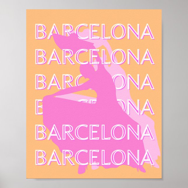 Barcelona Travel Art, Spain Travel Art, Orange Poster (Front)