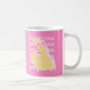 Barcelona Travel Art, Spain, Travel Art, Pink Coffee Mug