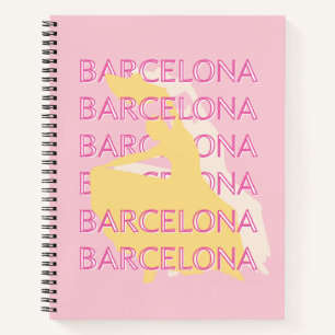 Barcelona Travel Art, Spain, Travel Art, Pink Notebook