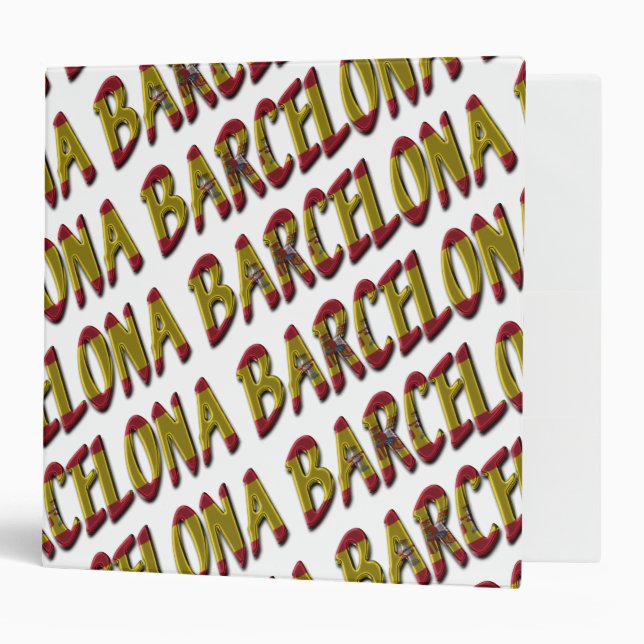 Barcelona Typography Spanish Flag Colours Spain Binder (Front/Inside)