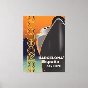 Barcelona Vintage cruise liner travel poster Canvas Print