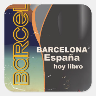 Barcelona Vintage cruise liner travel poster Square Sticker