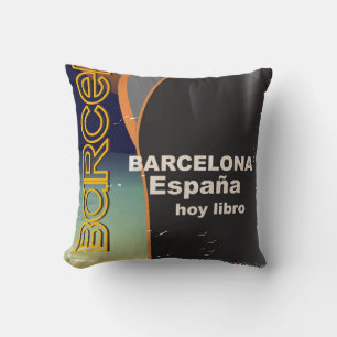 Barcelona Vintage cruise liner travel poster Throw Pillow
