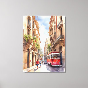 Barcelona watercolor art canvas print