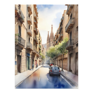 Barcelona watercolor art photo print