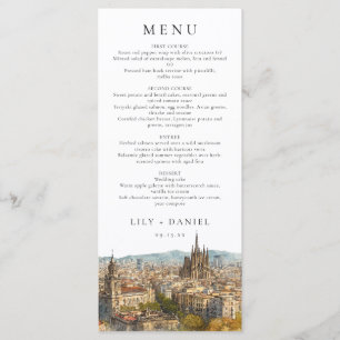 Barcelona Watercolor Destination Wedding Menu