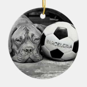 Barcelona's soccer fanatic dog. Barcelona, Spain Ceramic Ornament