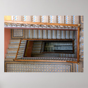 Barcelone, Espagne - Poster de l'escalier en mosaï