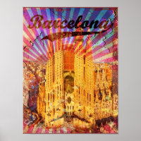 Barcelone, Espagne, Poster vintage