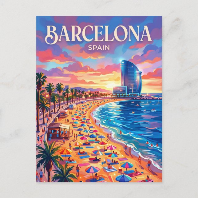 Barceloneta Beach Spain Postcard (Front)
