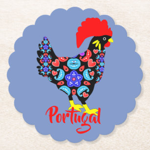 Barcelos Rooster Portuguese National Emblem Paper Coaster