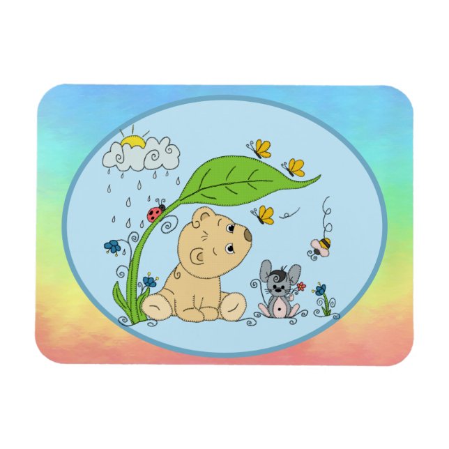 Bärchen im Regen  Magnet (Horizontal)