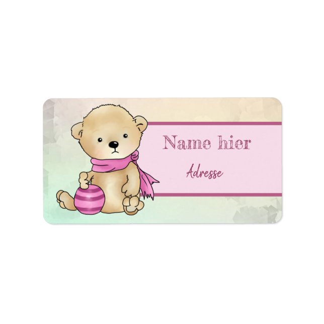 Bärchen mit Ball, rosa Label (Front)