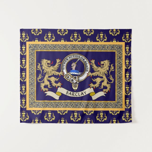 Barclay Clan Badge Personalized Blue Tapestry (Front (Horizontal))