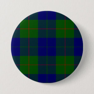Barclay clan tartan blue green plaid 3 inch round button