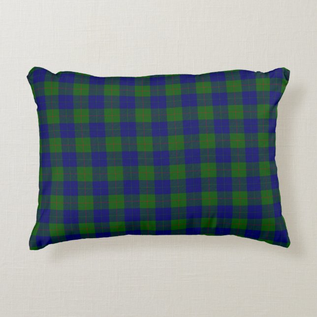 Barclay clan tartan blue green plaid accent pillow (Front)