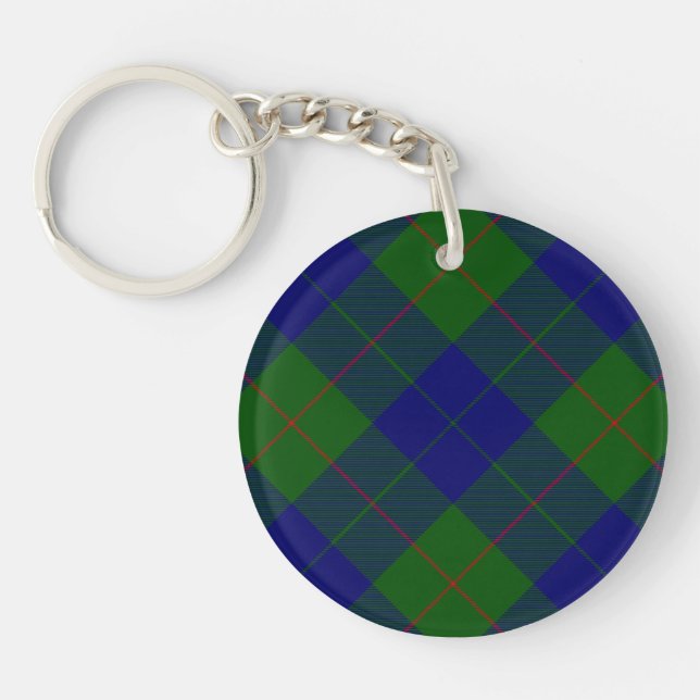 Barclay clan tartan blue green plaid keychain (Front)