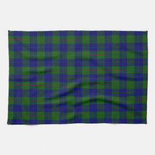 Barclay clan tartan blue green plaid kitchen towel