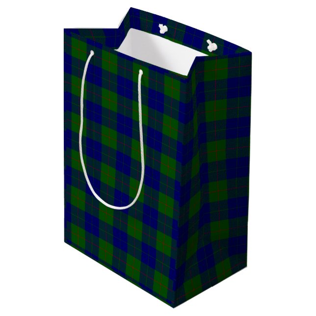 Barclay clan tartan blue green plaid medium gift bag (Back Angled)