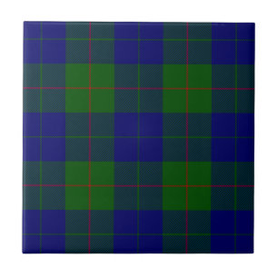 Barclay clan tartan blue green plaid tile