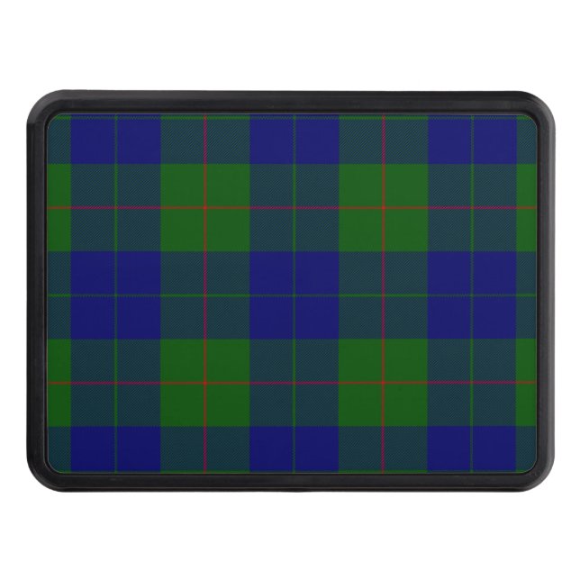 Barclay clan tartan blue green plaid trailer hitch cover (Front)