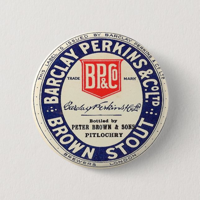 Barclay Perkins Brown Stout 2 Inch Round Button (Front)