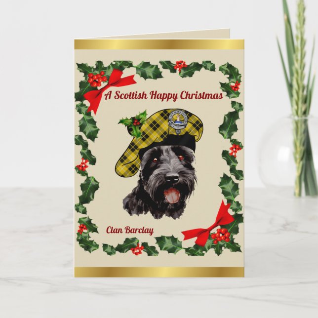 Barclay Scottie Dog Personalized Xmas Card (Front)