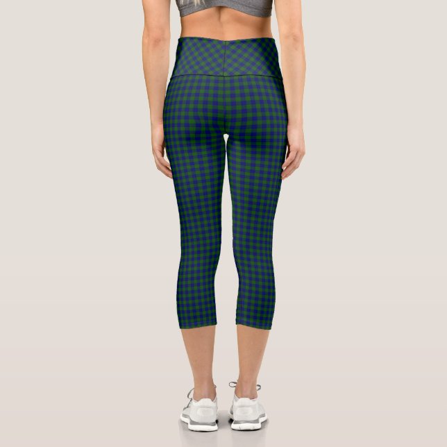 Barclay tartan blue green plaid capri leggings (Back)