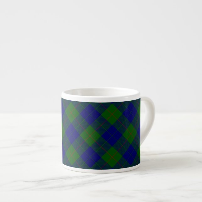 Barclay tartan blue green plaid espresso cup (Front Right)