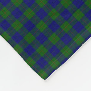 Barclay tartan blue green plaid fleece blanket