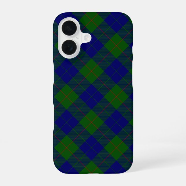 Barclay tartan blue green plaid iPhone 16 case (Back)