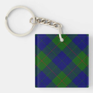 Barclay tartan blue green plaid keychain