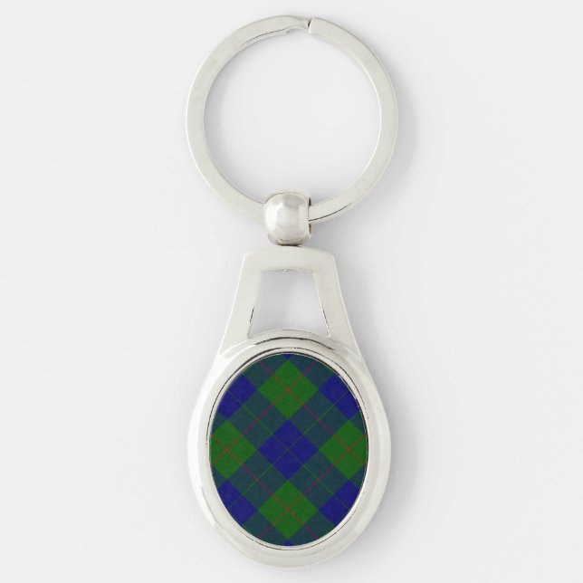Barclay tartan blue green plaid keychain (Front)