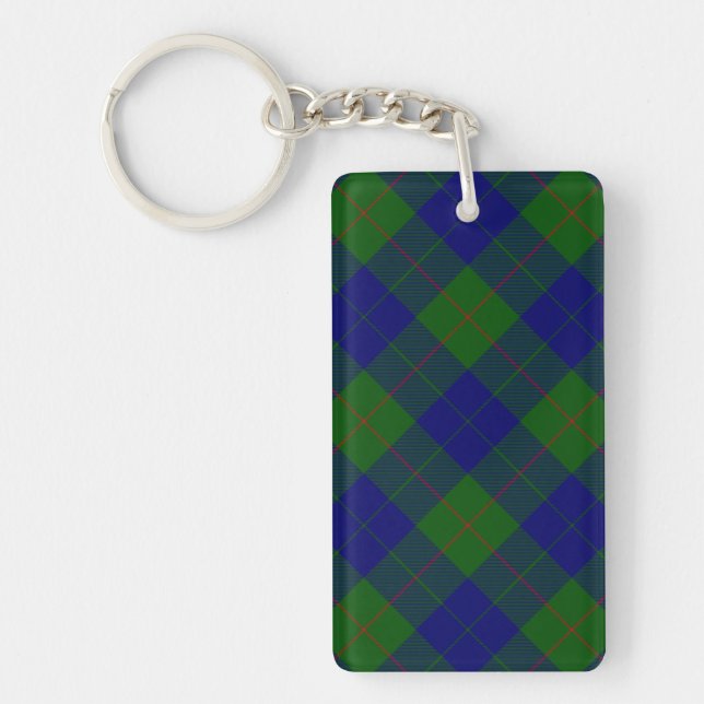 Barclay tartan blue green plaid keychain (Front)