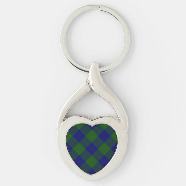 Barclay tartan blue green plaid keychain (Front)