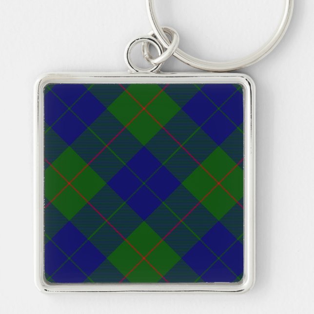 Barclay tartan blue green plaid keychain (Front)