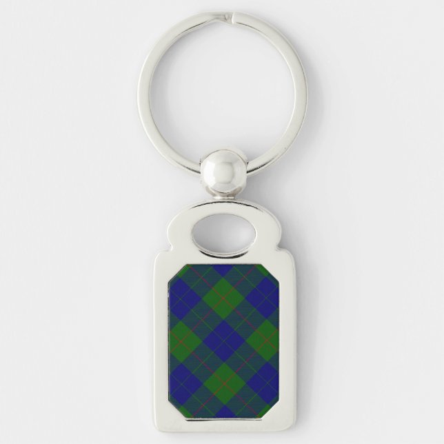 Barclay tartan blue green plaid keychain (Front)