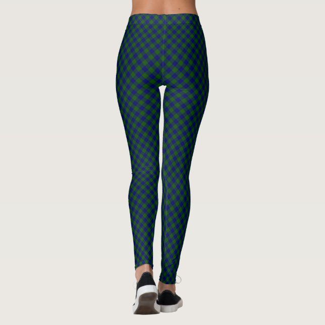 Barclay tartan blue green plaid leggings (Back)