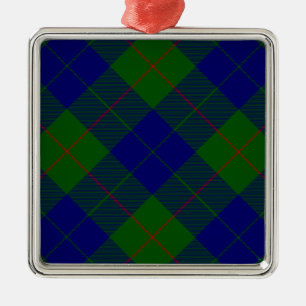 Barclay tartan blue green plaid metal ornament